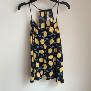 Lemon button up tank top